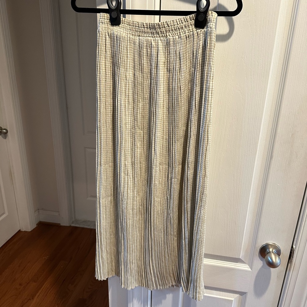 Coldwater Creek Cream gingham Midi A-Line Skirt